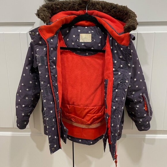 Girls Boden Coat Kids Size 6-7 Purple with Stars & Matching Gloves - Picture 5 of 16